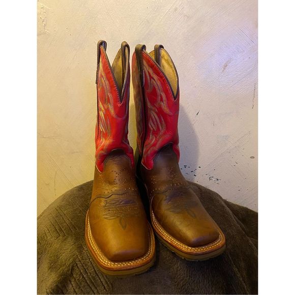 Double-H Roger Square Toe Boot Red sz 9 - Picture 2 of 11